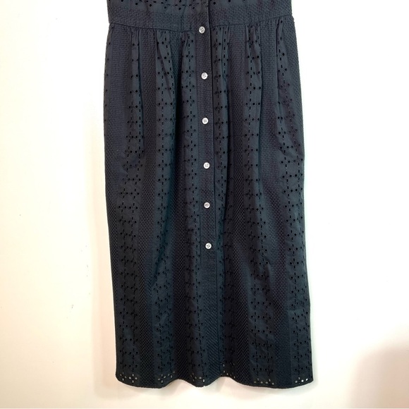 J. Crew Ruffle Sleeve Eyelet Dress Black Size 0 - Picture 10 of 14